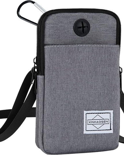 Cell Phone Purse Waist Pack Bag Travel Crossbody Bag Wristband Sport Armband Wallet with Removable Shoulder Strap (Light Grey)