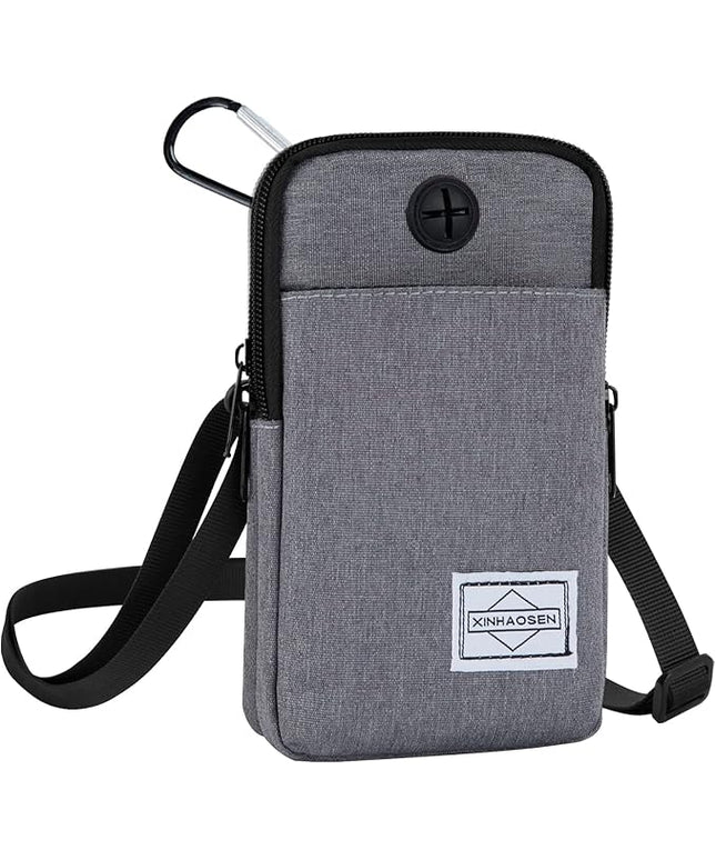 Cell Phone Purse Waist Pack Bag Travel Crossbody Bag Wristband Sport Armband Wallet with Removable Shoulder Strap (Light Grey)