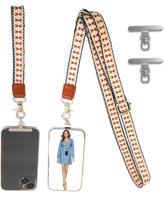 LEMEDE Wrist Keychain and Adjustable Phone Lanyard, Silver Hook Phone Crossbody Strap with 360° Rotating Phone Pads