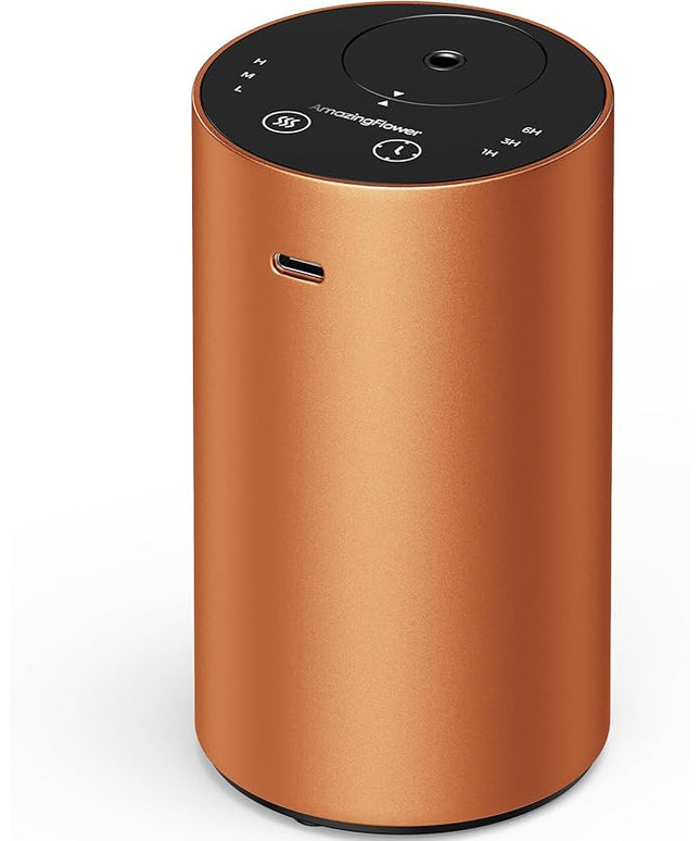 Waterless Essential Oil Diffuser, Rechargeable Scent Diffusers with 3 Mist Levels & Timers, Portable Aromatherapy Diffuser for Home Car Room Studio Office, Cosmic Orange