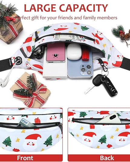 MAXTOP Large Crossbody Fanny Pack with 4-Zipper Pockets,Gifts for Enjoy Sports Festival Workout Traveling Running Casual Hands-Free Wallets Waist Pack Phone Bag Carrying All Phones