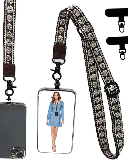 Adjustable Lanyard for Phone, Camera, Name Tags, ID card, Keychain and Wristlet Straps with 2 phone pads(Black)