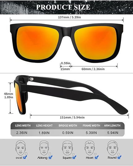 KALIYADI Sunglasses Men Polarized Sun glasses for Mens Womens Classic Matte Black Frame UV Protection 3pack