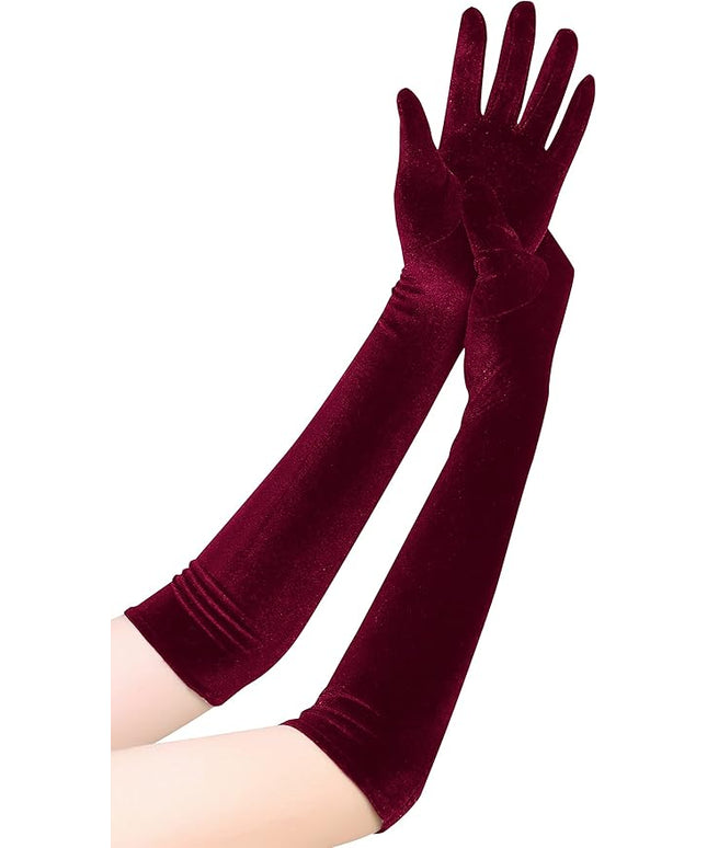 Long Opera Gloves for Women Velvet Gloves 1920s Flapper Stretchy Elbow Length Halloween Costume Gloves