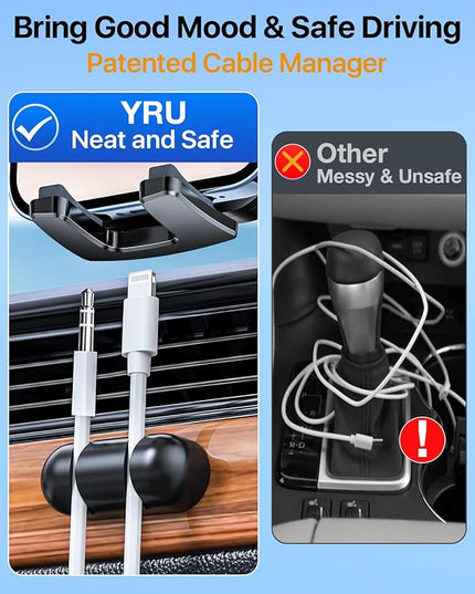 YRU Phone Holders for Your Car [2026 Upgraded Military Metal Hook], Cellphone Holder Car[No Fear of Bumps] Vent Phone Mount Truck Compatible with iPhone17 16 15 14 13 12 Samsung Android, Black