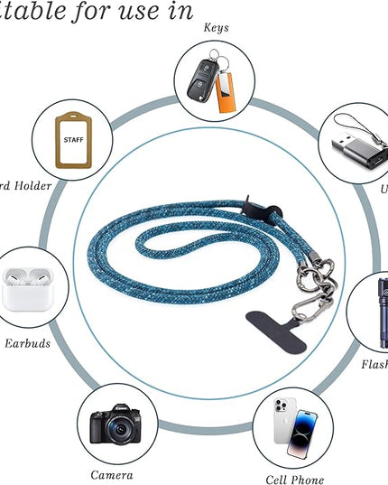 Phone Lanyard Universal Cell Phone Strap Crossbody Strap for iPhone Lanyard Around the Neck Extra Long Rope with Tether Tab for Men and Women (Camo Blue)