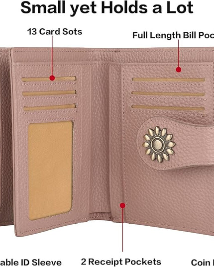 Lavemi Womens Leather Wallet Small Compact RFID Blocking Credit Card Case Purse with Zipper Pocket | Small, Compact, RFID Blocking, Zipper Pocket, Small, Compact