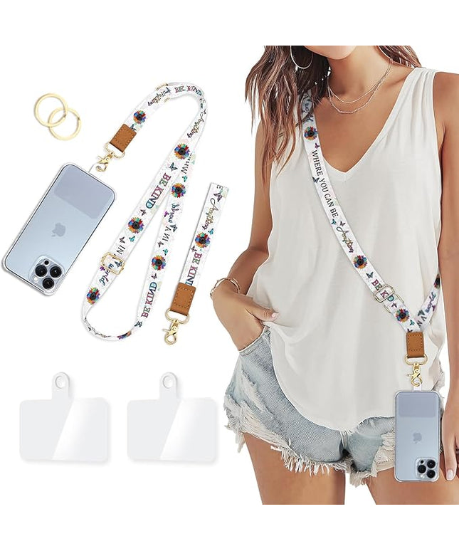 Phone Lanyard Crossbody Wrist Strap, Sunflower Be Kind Cell Phone Lanyards for Around the Neck Wristlet Shoulder, Adjustable Positive Strap for Keys Keychain Wallet ID Badge