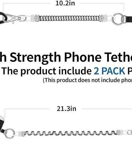 Doormoon Phone Lanyard Tether with Patch, Stretchy iPhone Lanyard Anti Theft Phone Strap for Anti-drop Outdoor Skiing Hiking Climbing Cycling Compatible for iPhone Most Smartphones, 1 Pack Silver