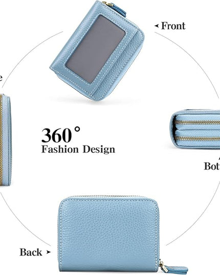 GOIACII Small Genuine Leather Wallet for Women, RFID Blocking Credit Card Holder Wallet