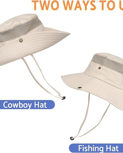 PFFY Sun Bucket Hats for Men Women 3” Wide Brim UPF 50+ Fishing & Beach Hat