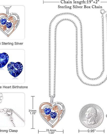 Iefil Christmas Gifts for Women - Sterling Silver Birthstone Necklace Anniversary Birthday Gifts for Her Wife Mom Daughter