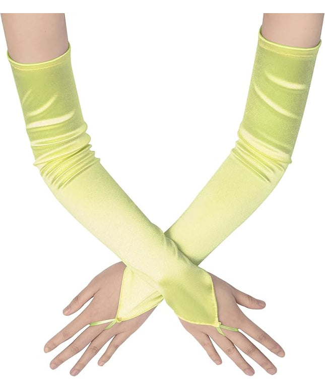 BABEYOND Long Opera Party 20s Satin Gloves Stretchy Adult Size Elbow Length