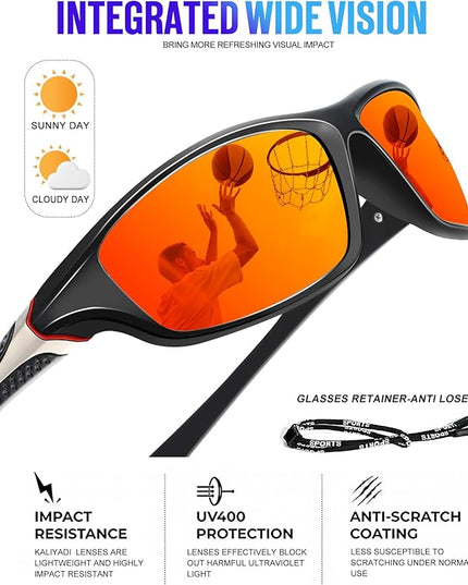 KALIYADI 4 Pack Polarized Sunglasses-Men Sports Sun-glasses: Mens Sunglasses UV Protection for Fishing Driving Cycling