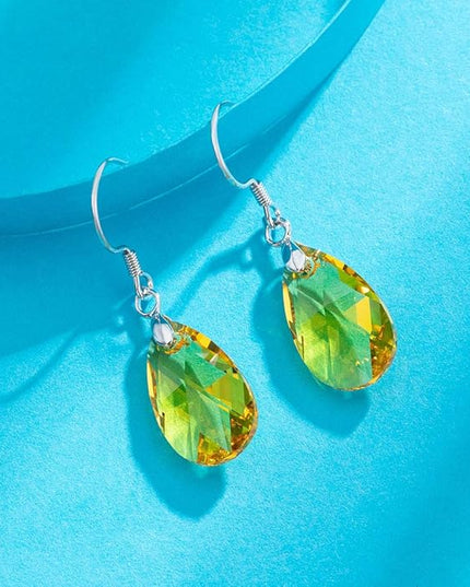 Teardrop Austrian Crystal Drop Dangle Earrings for Women 925 Sterling Silver Hook Hypoallergenic Jewelry