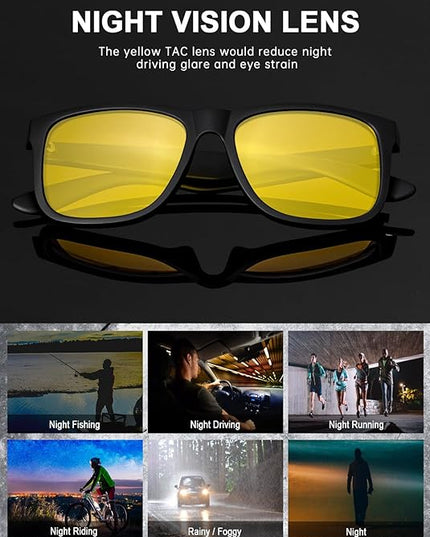 KALIYADI Sunglasses Men Polarized Sun glasses for Mens Womens Classic Matte Black Frame UV Protection 3pack