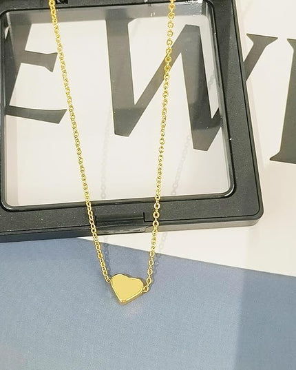 Cute Heart Necklace Dainty 18k Gold Plated Tiny Heart Pendant Choker Necklaces Small Gold Love Open Heart Chain Necklace for Women Simple Gold Necklace for Women Trendy Jewelry