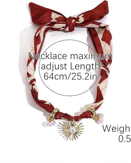 HETICA Scarf Necklace for Women Silk Western Charm Necklaces Fashion Accessory Jewelry Gift