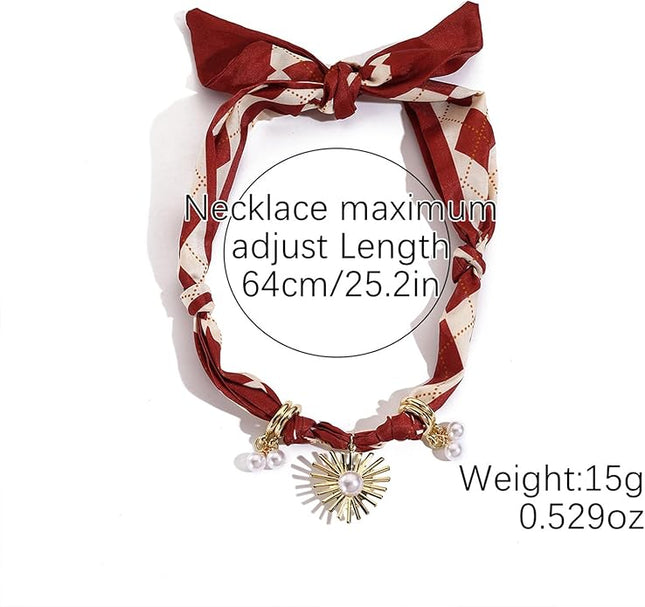 HETICA Scarf Necklace for Women Silk Western Charm Necklaces Fashion Accessory Jewelry Gift