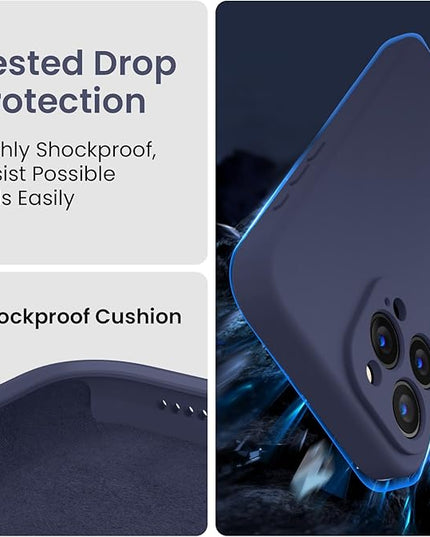 FireNova Designed for iPhone 16 Pro Case, Silicone Upgraded [Camera Protection] Phone Case with [2 Screen Protectors], Soft Anti-Scratch Microfiber Lining Inside, 2024, Navy Blue
