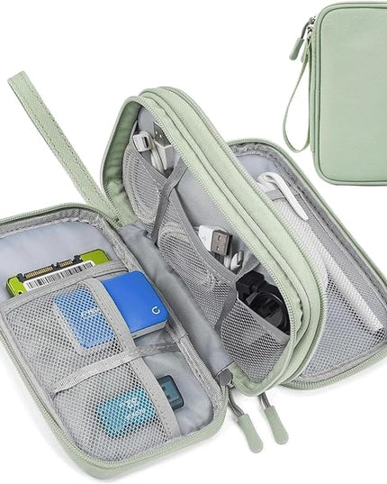 Electronic Organizer Travel Cable Accessories Bag,Electronic Organizer Case,Electronic Accessories Organizer Bag for Power Bank, Charging Cords, Chargers, Mouse, USB Cable, Earphones (Mint Green)