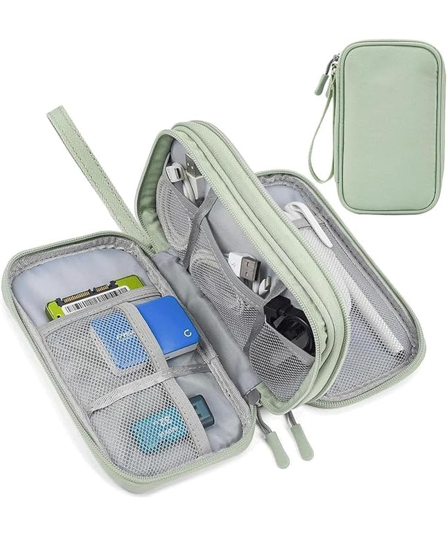 Electronic Organizer Travel Cable Accessories Bag,Electronic Organizer Case,Electronic Accessories Organizer Bag for Power Bank, Charging Cords, Chargers, Mouse, USB Cable, Earphones (Mint Green)