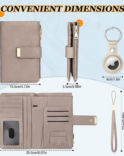 HUANLANG Passport Holder with Airtag for Women/Men, Airtag Passport Wallet for Travel Leather Passport Holder RFID Blocking,Travel Passport Walelt with Credit Card Holder