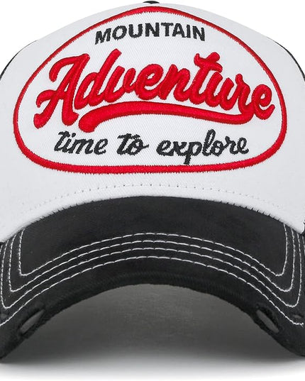 ililily Premium Road Trip Vintage Distressed Snapback Trucker Hat Baseball Cap