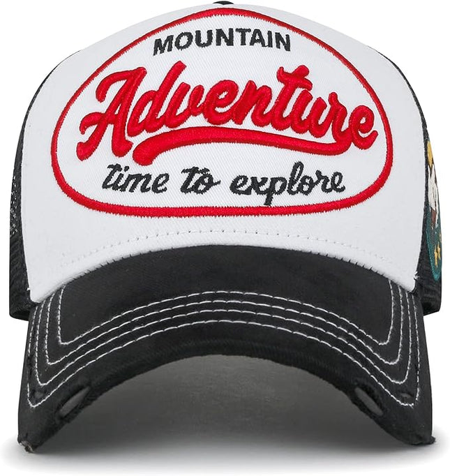 ililily Premium Road Trip Vintage Distressed Snapback Trucker Hat Baseball Cap