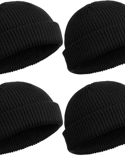 SATINIOR 4 Pieces Trawler Beanie Watch Hat Roll up Edge Skullcap Fisherman Beanie Unisex