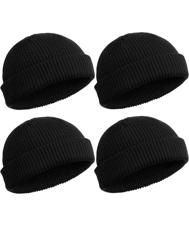 SATINIOR 4 Pieces Trawler Beanie Watch Hat Roll up Edge Skullcap Fisherman Beanie Unisex