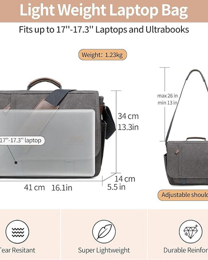 Canvas Messenger Bag for Men Waterproof Business Bags for Men Vintage Canvas Laptop Bag