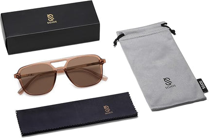 SOJOS Retro Aviator Sunglasses for Women Men,Trendy Rectangle Womens Mens Shades Sun Glasses SJ2202