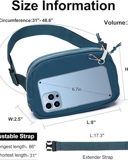 Mini Belt Bag for Women, RFID Small Fanny Pack, Womens Fashion Waist Packs with Extender Strap, Crossbody Bum Bags
