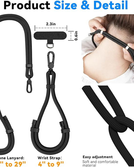 4 Pack Phone Lanyard & Wrist Strap, Cell Phone Lanyard for Around The Neck Adjustable Phone Strap for Most Smartphones