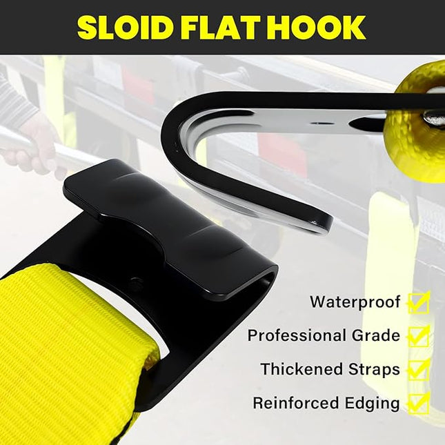 4'' x30' Winch Straps with Flat Hooks, Heavy Duty Trailer Winch Straps, 16,200 lbs Breaking Strength Flatbed Straps, 4in x 30ft Cargo Control for Flatbed Trailer, Truck, Utility Trailer(4 Pack)
