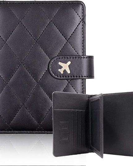 Melsbrinna Rfid Passport Holder for Travel women/Men, Cute Passport Wallet Rfid Blocking Card Slots, Rfid Passport Cover/CaseTravel Wallet, Passport Book Holder (1, LG BLACK)