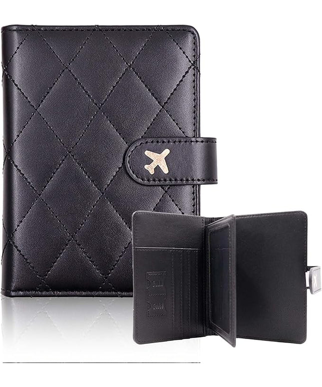 Melsbrinna Rfid Passport Holder for Travel women/Men, Cute Passport Wallet Rfid Blocking Card Slots, Rfid Passport Cover/CaseTravel Wallet, Passport Book Holder (1, LG BLACK)
