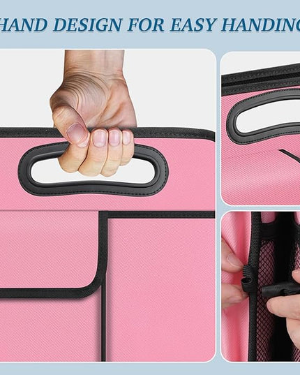 Trunk Organizer, Collapsible Waterproof Multi-Compartment Trunk Organizer for SUVs & Sedans, Car Storage with Reinforced Handles, Car Accessories for Women and Men, 52L