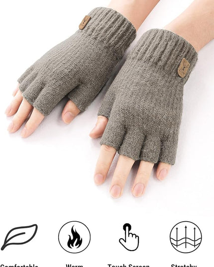 Fingerless Gloves Half Finger Winter Warm Knitted Gloves Working Running Biking Driving for Men and Women