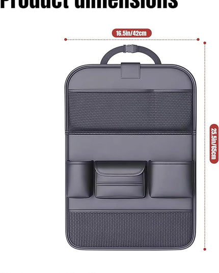 Car Backseat Organizer with Foldable Table Tray,Car Seat Back Protector with Touch Screen Phone Holder,Premium PU Leather Material,Compatible with Suitable for Most Car Travel Accessories