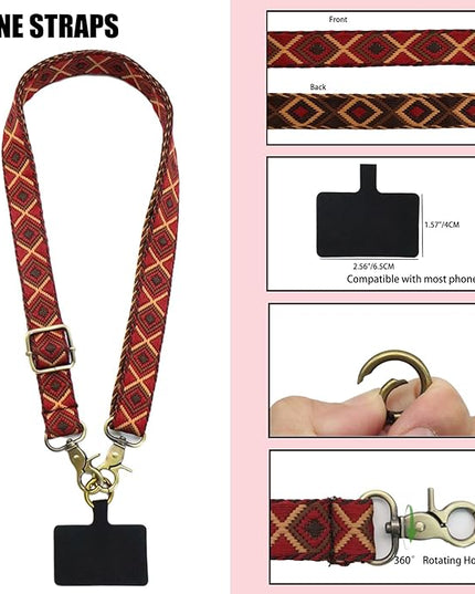 LEMEDE Adjustable Phone Lanyard - Phone Wristlet & Crossbody Phone Strap, Versatile for ID, Camera，Key straps(1" Width)