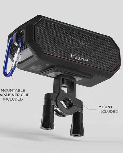 Altec Lansing Magnetic Bluetooth Speaker HYDRAJOLT 2.0, Waterproof IP67, 12W Output Power, 16H Battery, Multicolor LED, 100ft Wireless Range, Voice Assistant, USB-C Quick Charge