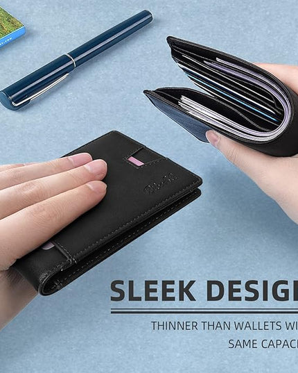 Zitahli Mens-Wallet-Slim-Leather-RFID Blocking Wallet for Men Minimalist Bifold Credit Card Holder with Gift Box