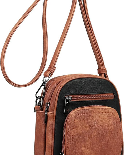 FADEON Small Purses for Women Crossbody Bags, Designer PU Leather Mini Cross Body Purse Travel Shoulder Bag Card Slots