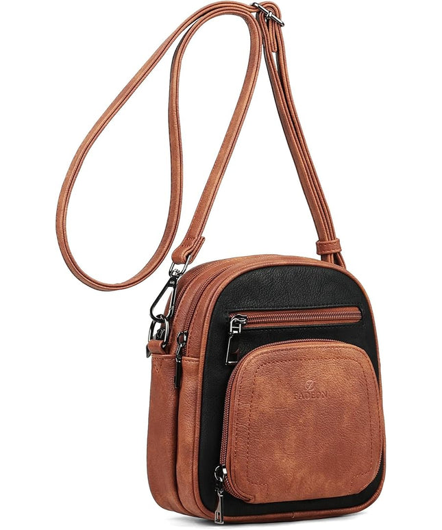 FADEON Small Purses for Women Crossbody Bags, Designer PU Leather Mini Cross Body Purse Travel Shoulder Bag Card Slots