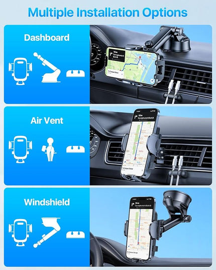HTU 【98+LBS Strongest Suction & Military-Grade】 Ultimate Car Phone Mount【Patent & Safety Certs】 Cell Phone Holder Truck Stand for Dashboard Windshield Vent for iPhone 17 Pro Max 16 15 Samsung (Pink)
