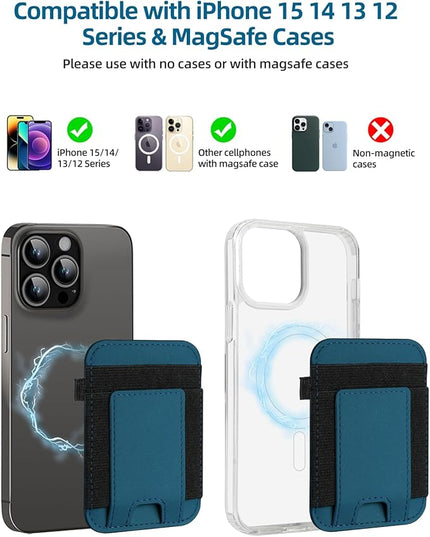 ExtreLife for Magsafe Wallet, Strongest Magnetic Wallet for iPhone 17/16/15/14/13/12 Series, for Magsafe Card Holder with 2 Card Slots, RFID Blocking, Slim, Vegan Leather, Hold 7 Cards, Blue