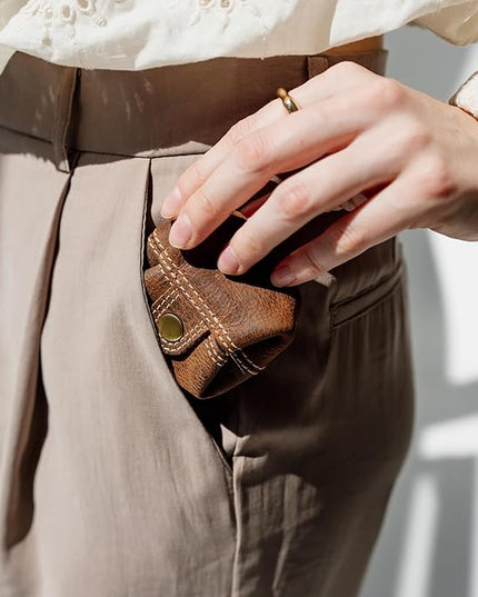 Berliner Bags Vintage Genuine Leather Coin Pouch Lena, Change Purse for Women and Men, Coin purse with snap - Brown