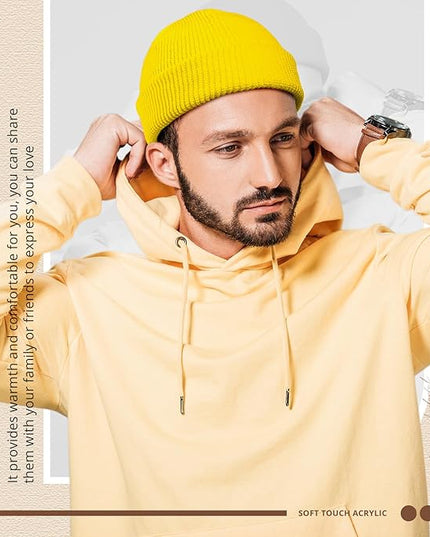 SATINIOR 4 Pieces Trawler Beanie Watch Hat Roll up Edge Skullcap Fisherman Beanie Unisex